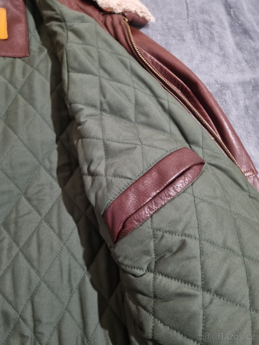 Znackova kožená bunda Timberland vintage odnímatelny limec L - 10