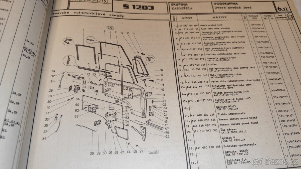 ŠKODA 1203 - seznam náhradních dílů – katalog Š1203 - 10