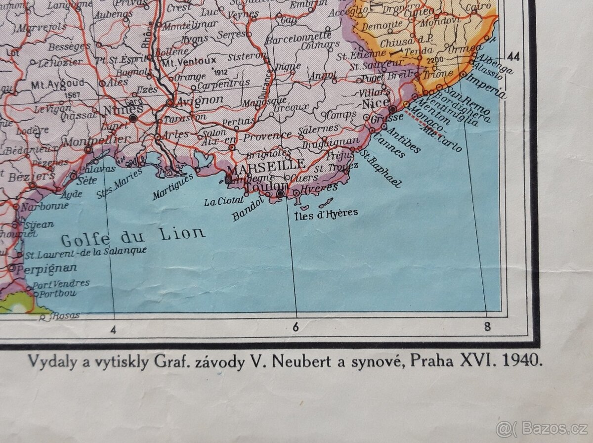 4 historické Mapy GB a Francie Evropa a Praha supr stav - 10