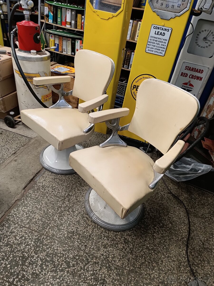 2 stará křesla Barber shopu, 50. Léta, slušný stav - 10