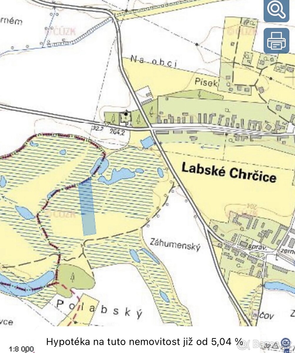 Pozemek 6 690 m² u Labe + tiny house na kolech 7,5 × 3 m - 10