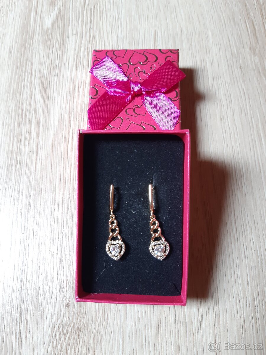 Luxusní visící pozlacené náušnice - 10