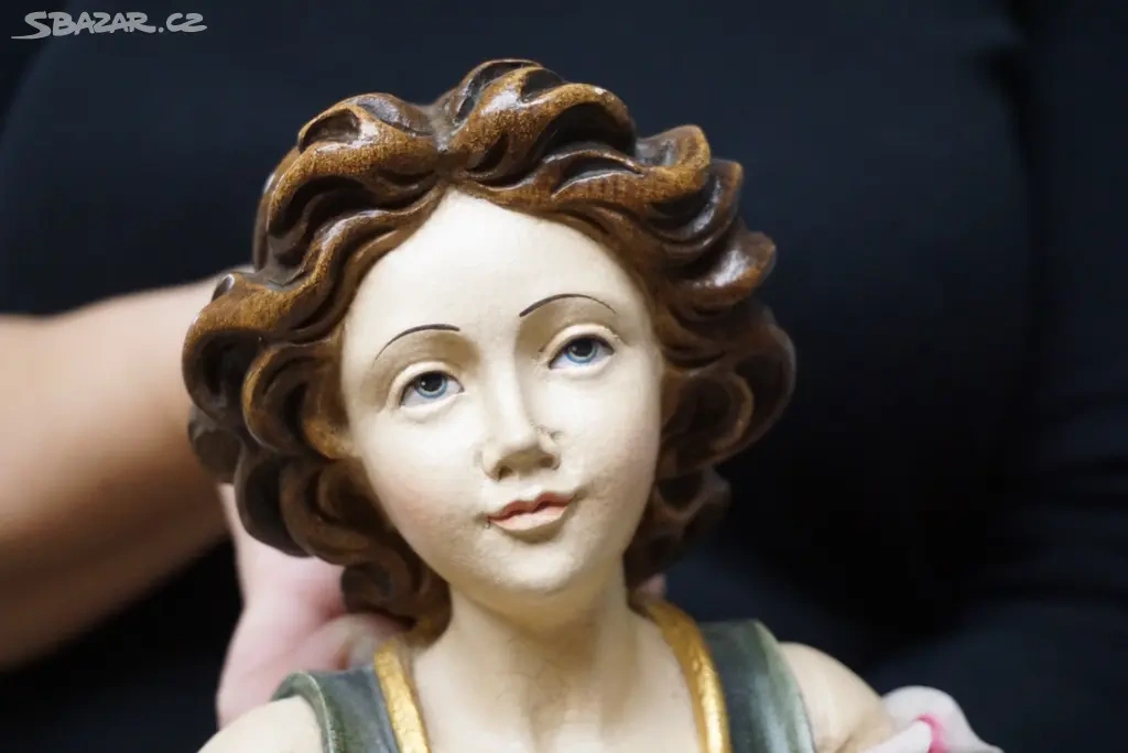 Velká dřevěná malovaná socha ruční práce v - 61 cm - 10