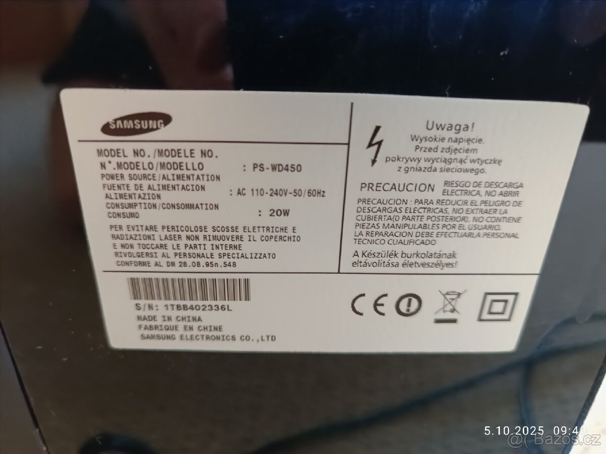Samsung HW-D450 soundbar + subwoofer - 10