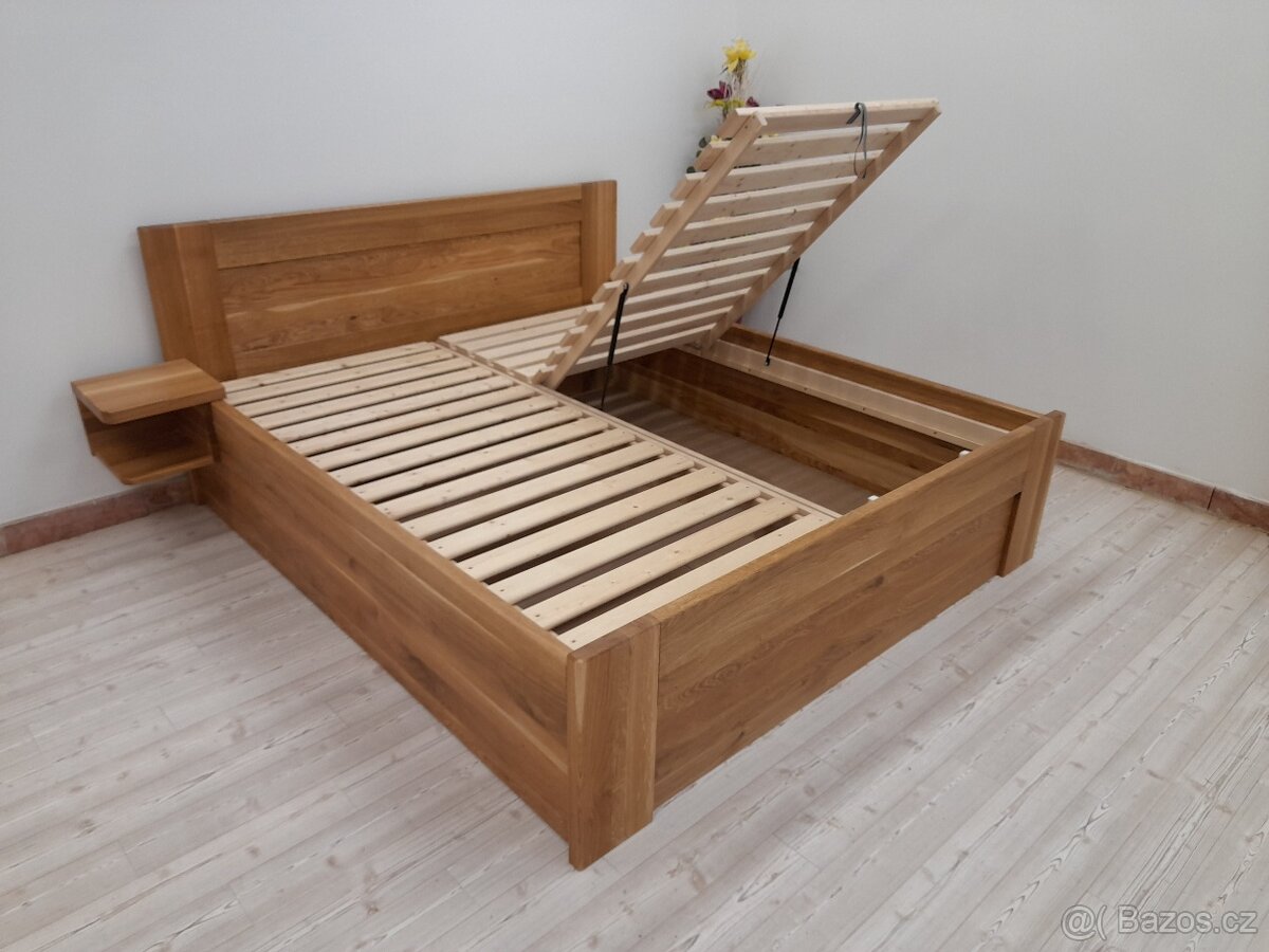 Nová dubová masivní postel, nosnost 700 kg, odvezu, smontuji - 10