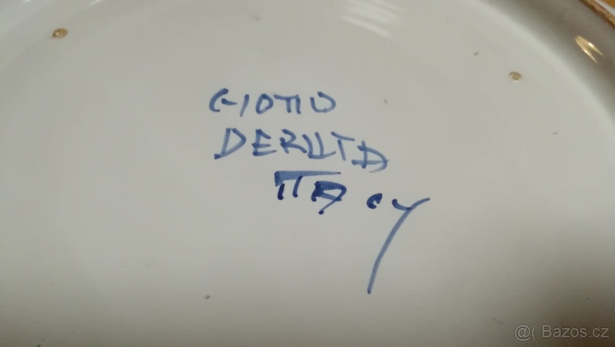 VELKÝ RUČNĚ MALOVANÝ TALÍŘ-AUTOR GIOTTO DERUTA - MAJOLIKA - 10