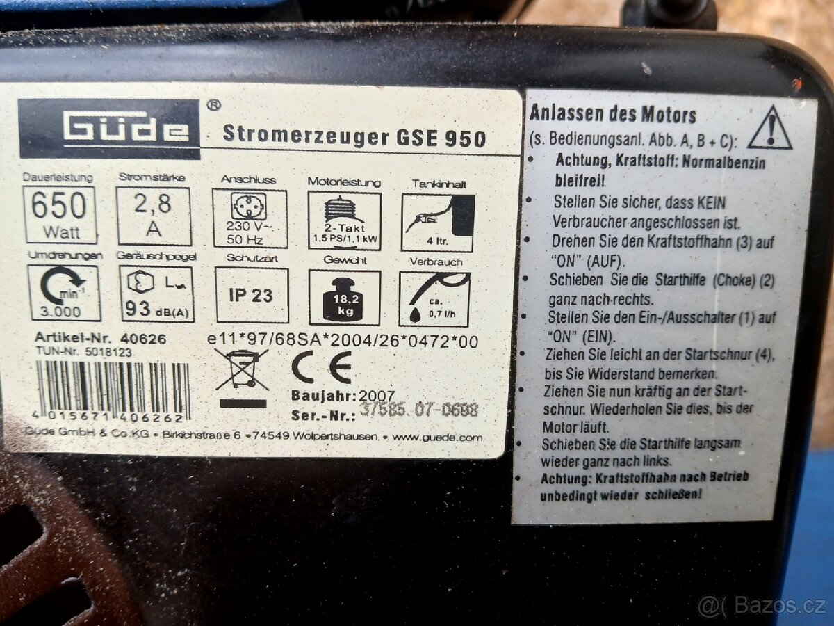 Elektrocentrála GSE 950 - 10