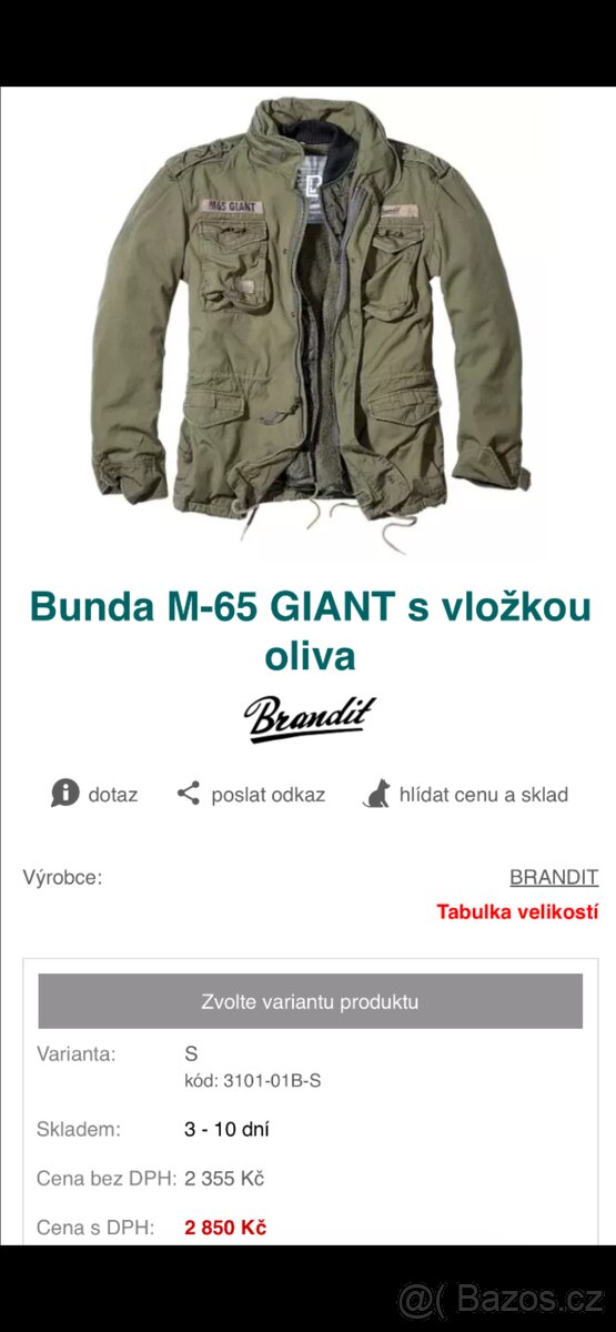 Parka M65 GIANT , velikost XL - 10
