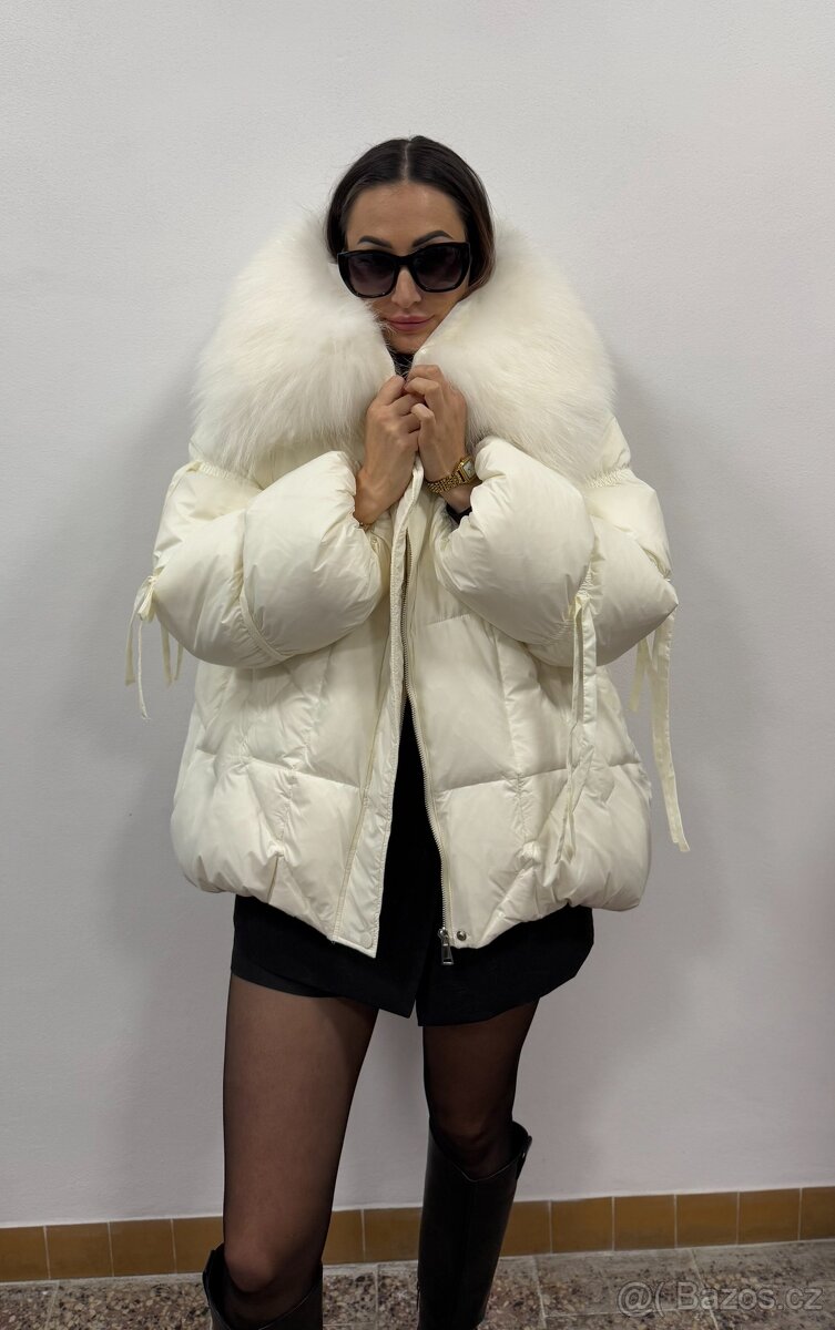 Dámská péřová bunda s pravou liščí kožešinou - 10