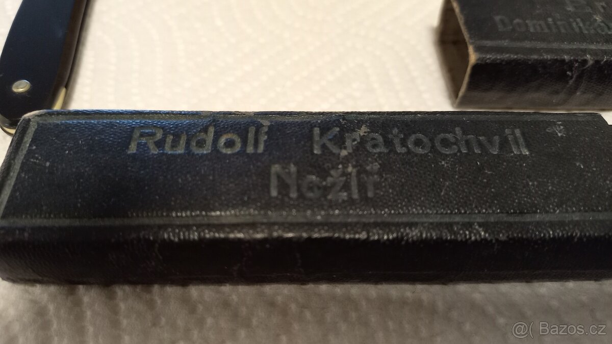 Starožitná břitva včetně pouzdra a brousku - 10