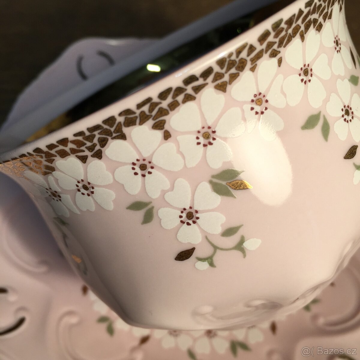 šálek růžový porcelán Chodov neobvyklý model Top stav - 10