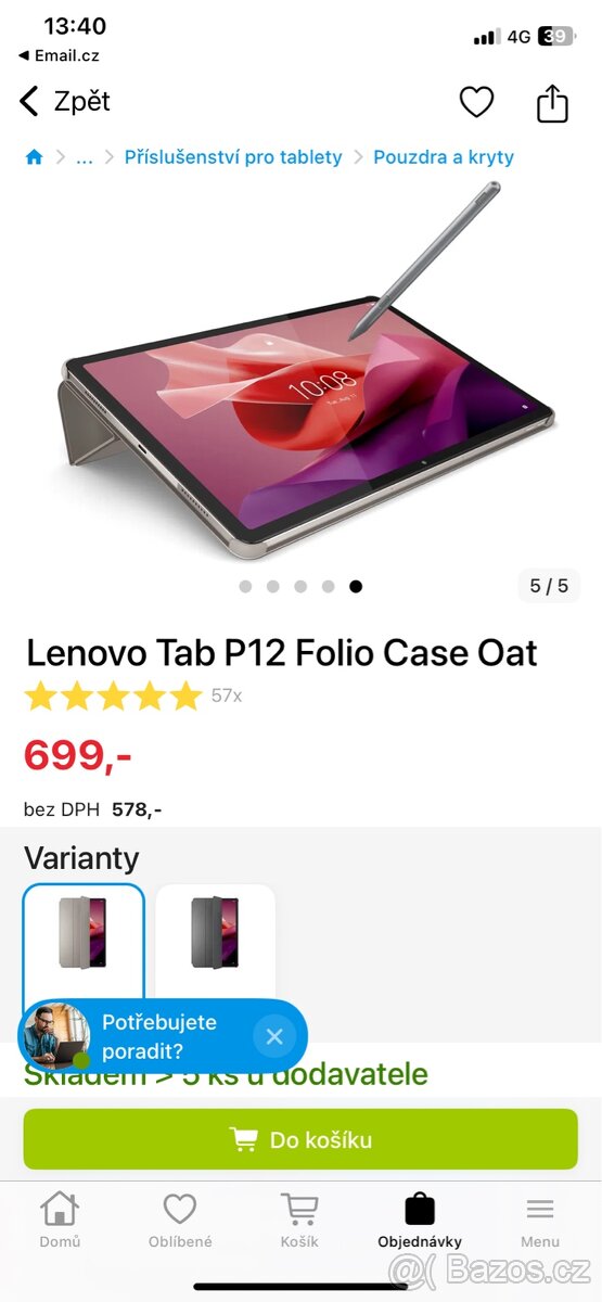 Tablet Lenovo 12,7’’ + kryt - 10