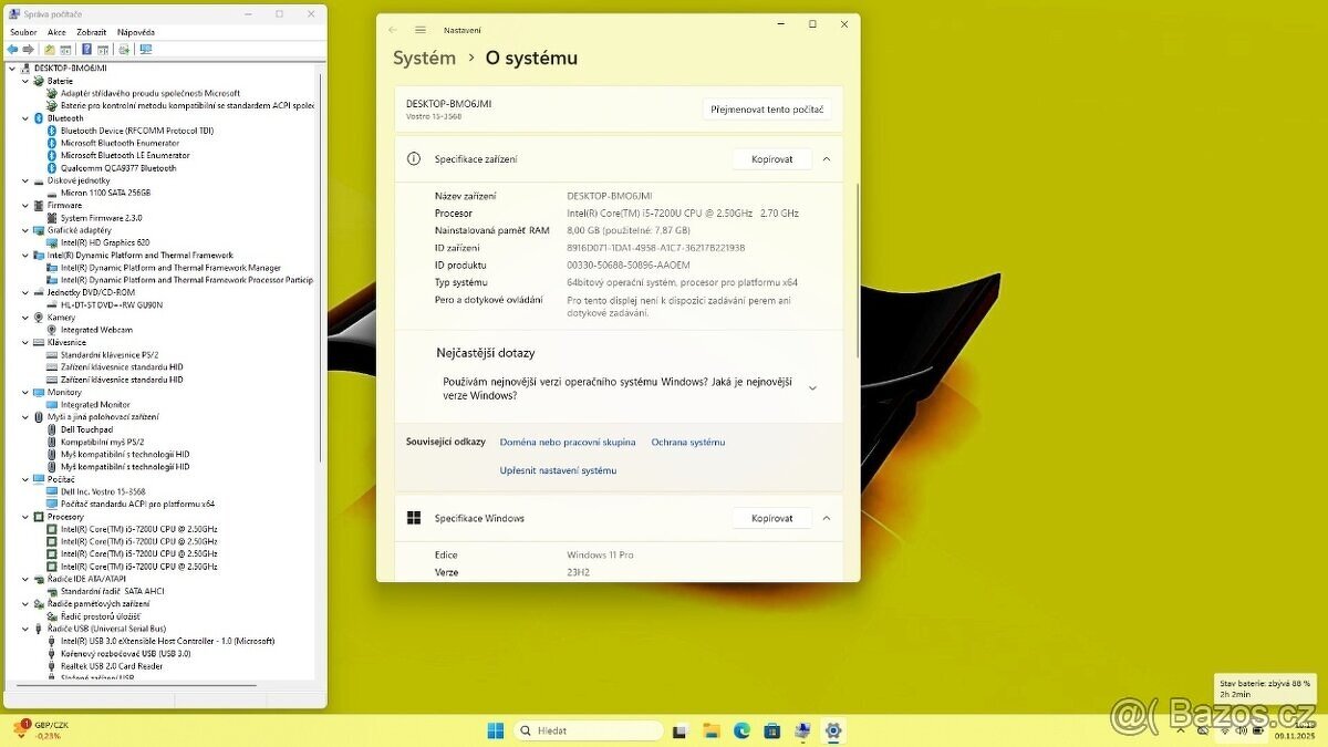 DELL VOSTRO 3568 /i5-7200/8GB/SSD256GB/WIN11/ZÁRUKA - 10