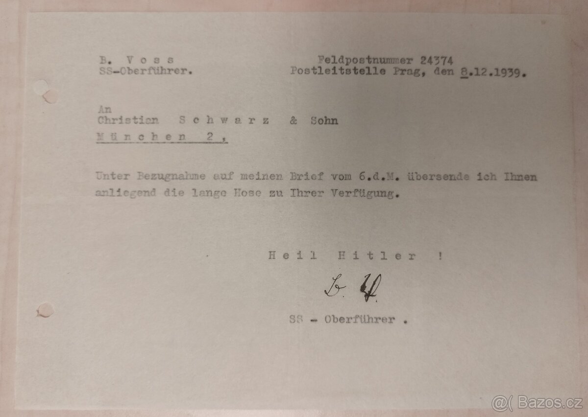 DOKUMENTY PO GENERÁL SS BERNHARD VOSS 4 - 10