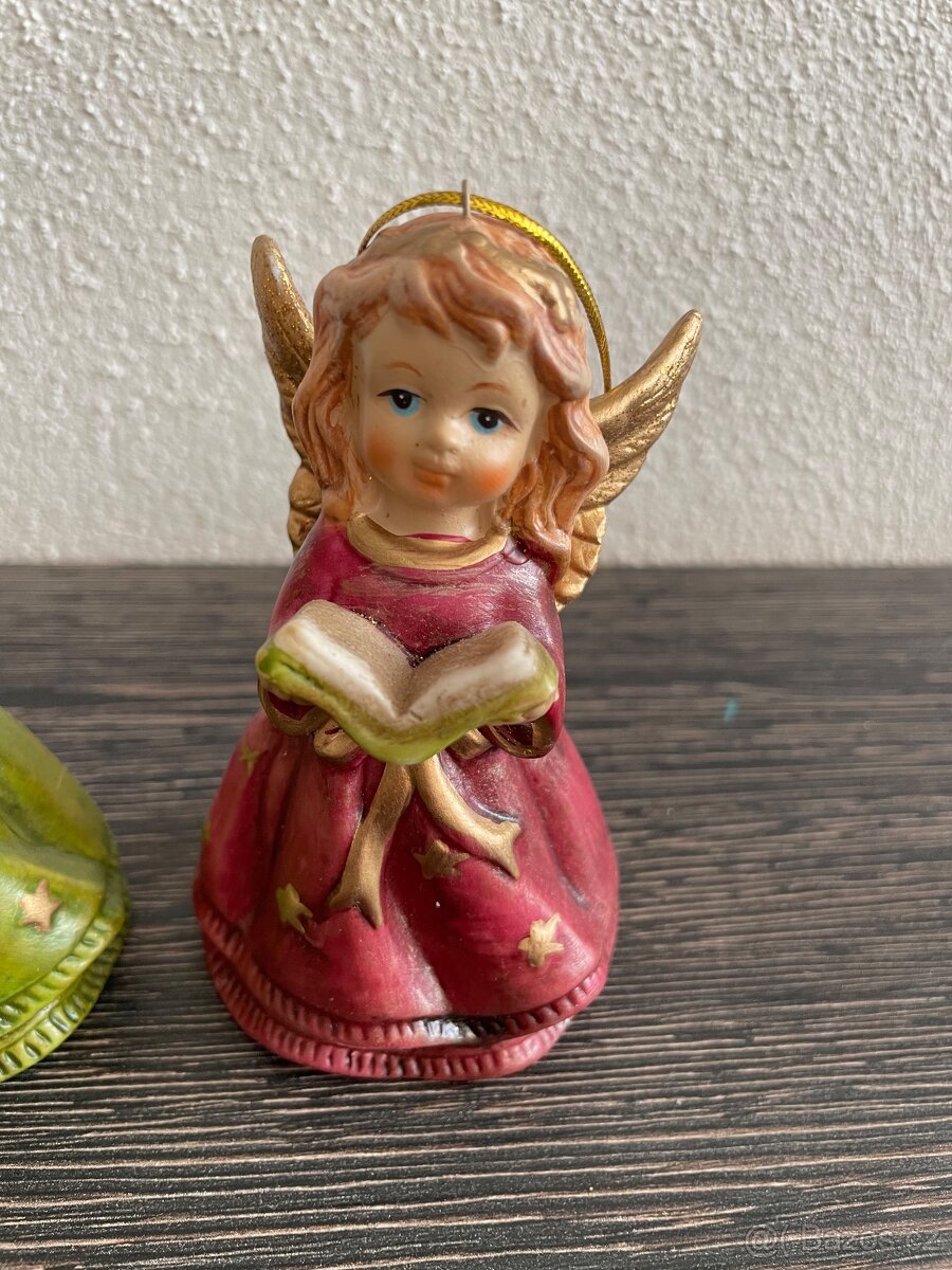 Luxusní set porcelánových 🎄 vánočních andělíčků 🔔 zvonečků - 10