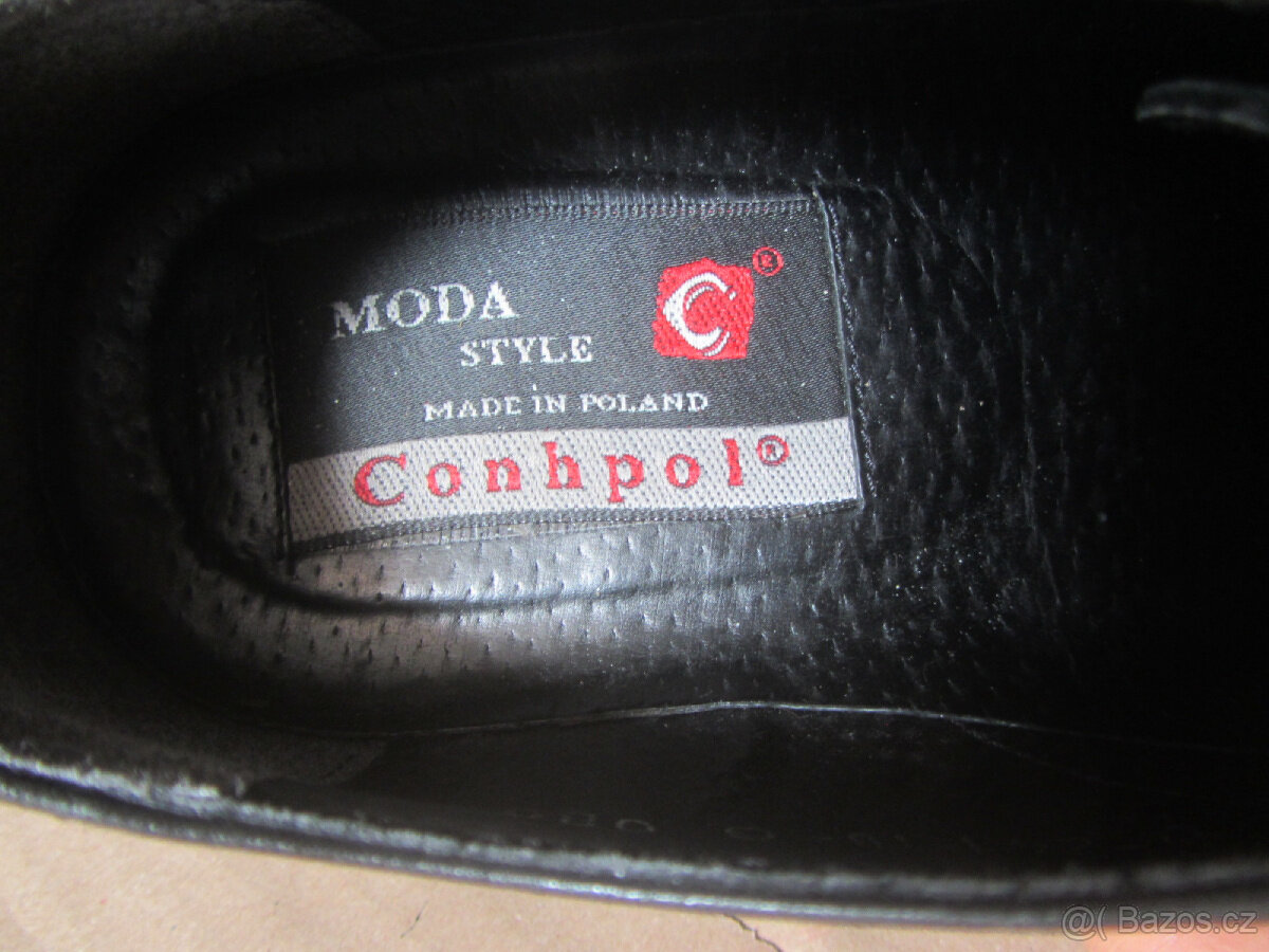 Vintage černé 90s boty kůže plochá špička - 10