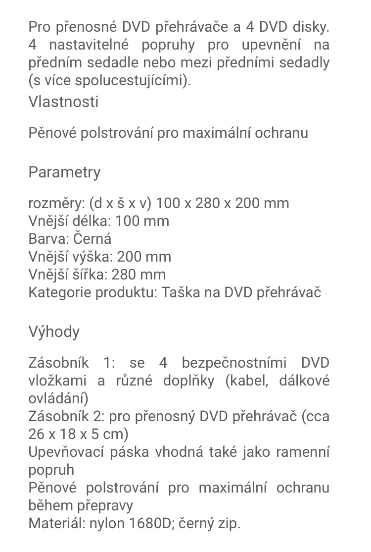 Taška pro přenosné DVD přehrávače - 10