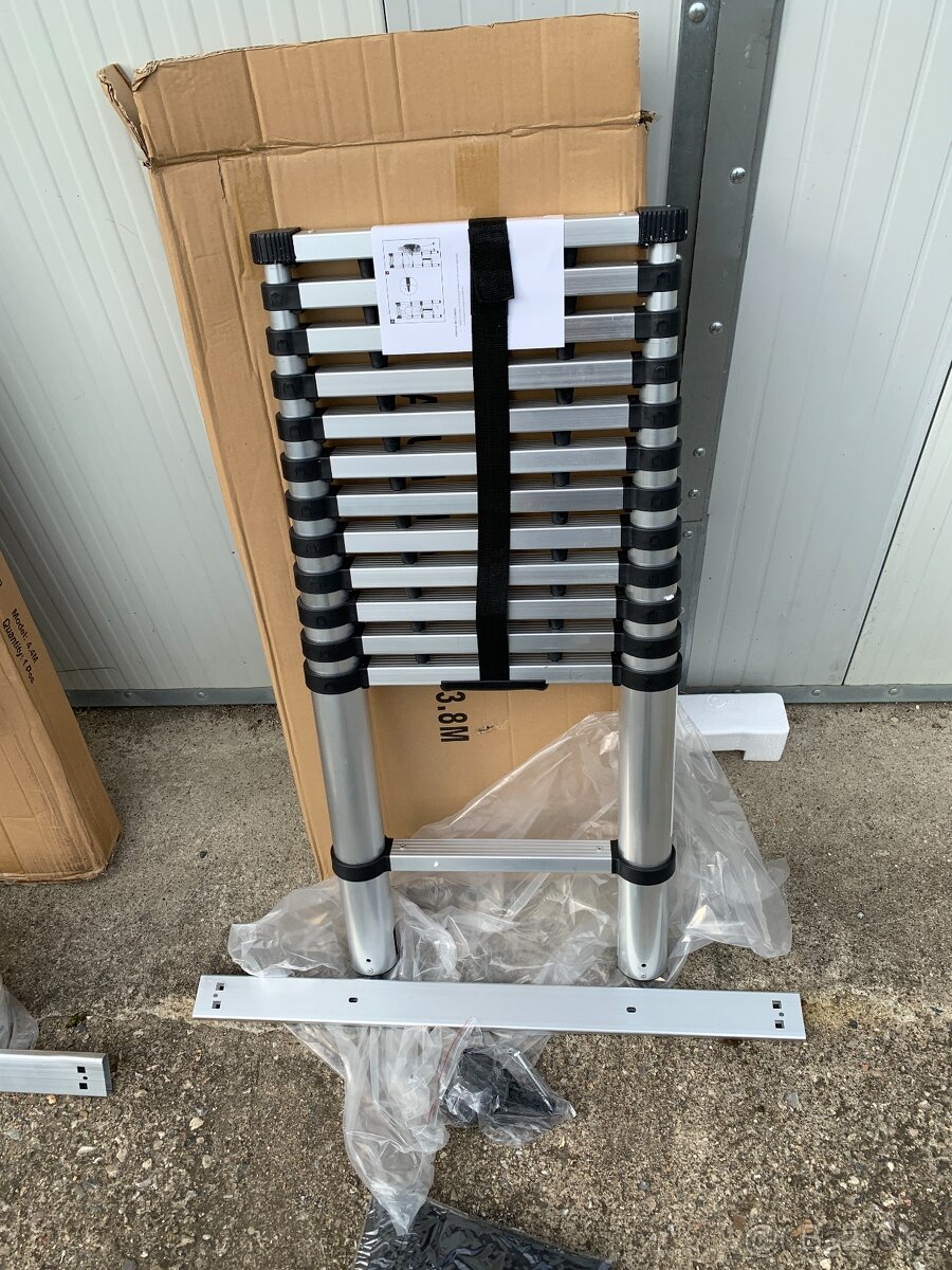 380 cm teleskopický hliníkový žebřík skládací 4.8m - 10