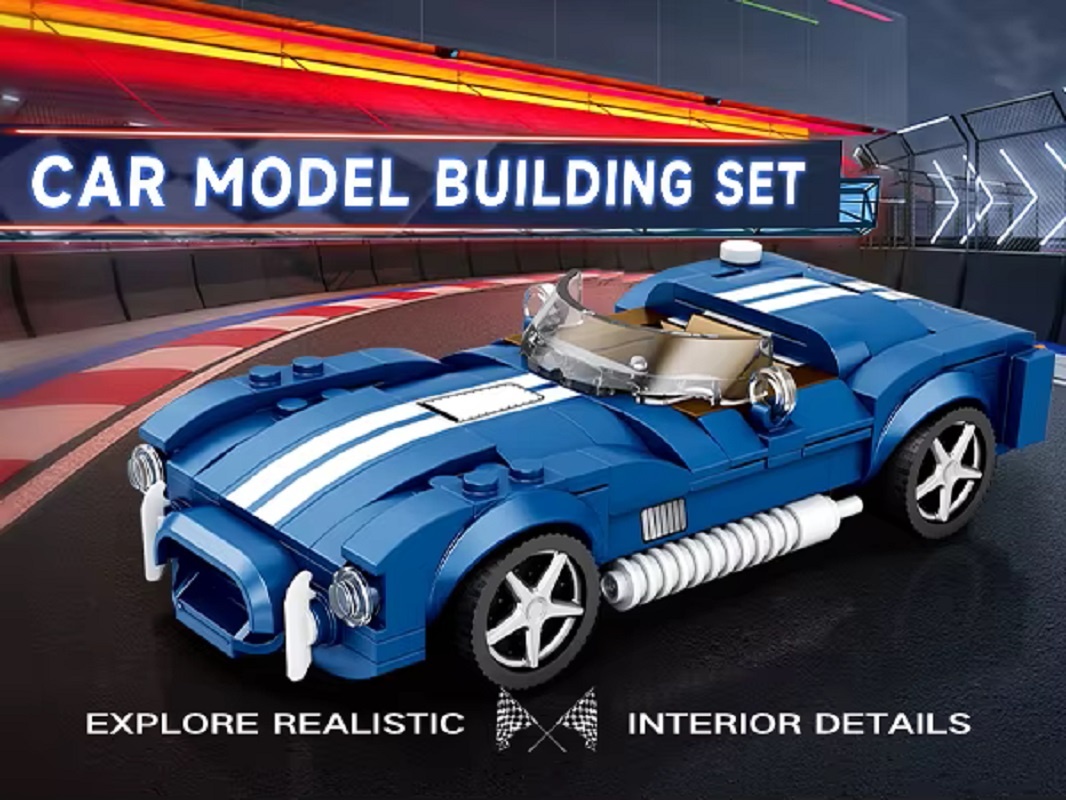 Stavebnice závodní auto modré - 10