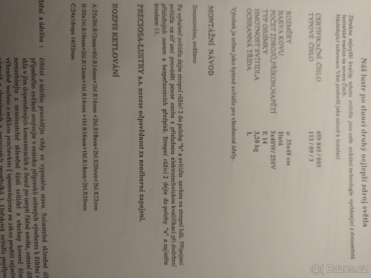 Křišťálový lustr Preciosa - 10