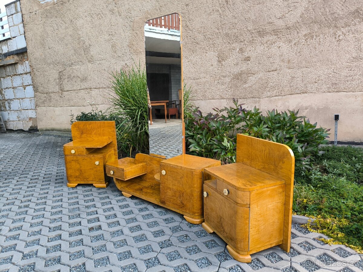 Art Deco noční stolky + toaletní stolek - 30. léta - 10
