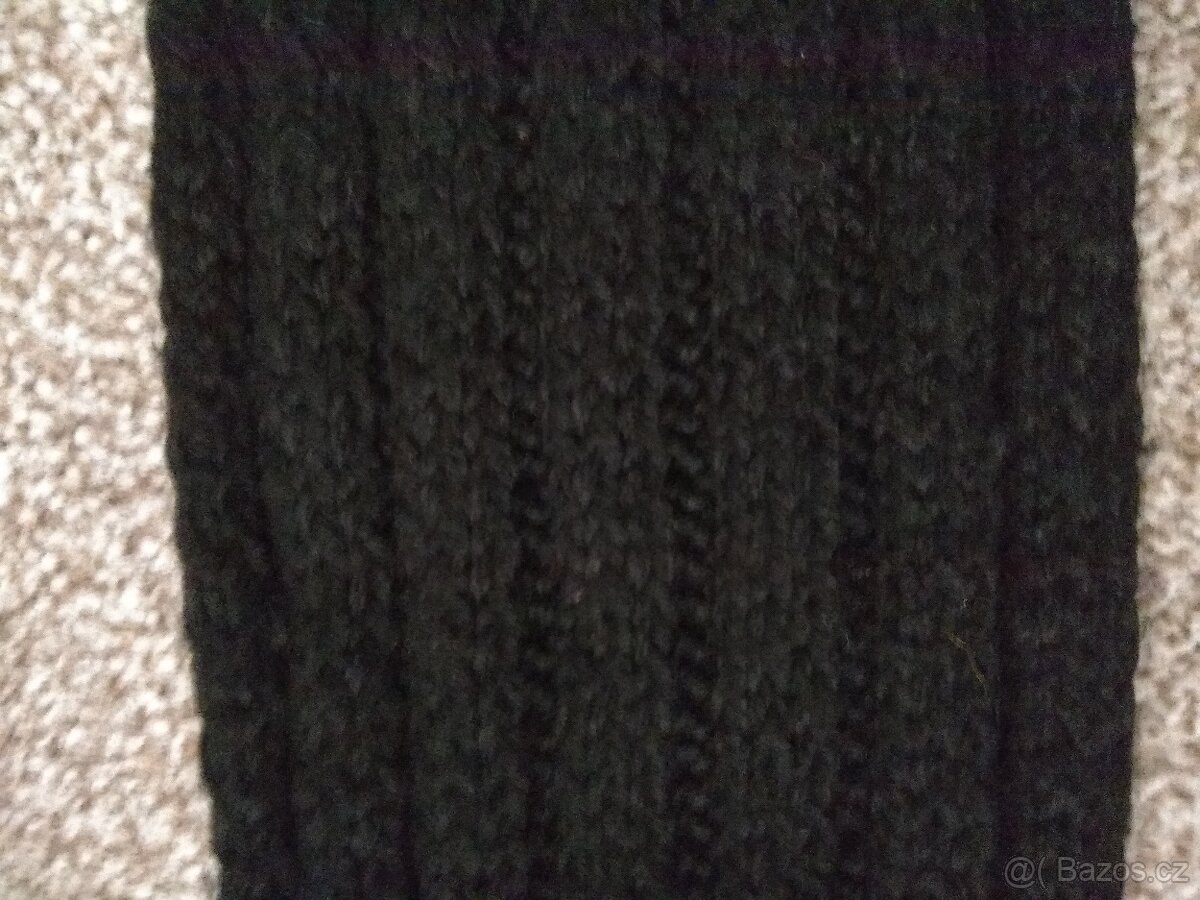 Nová dámská dlouhá zimní ručně pletená šála - tmavě černá - 10