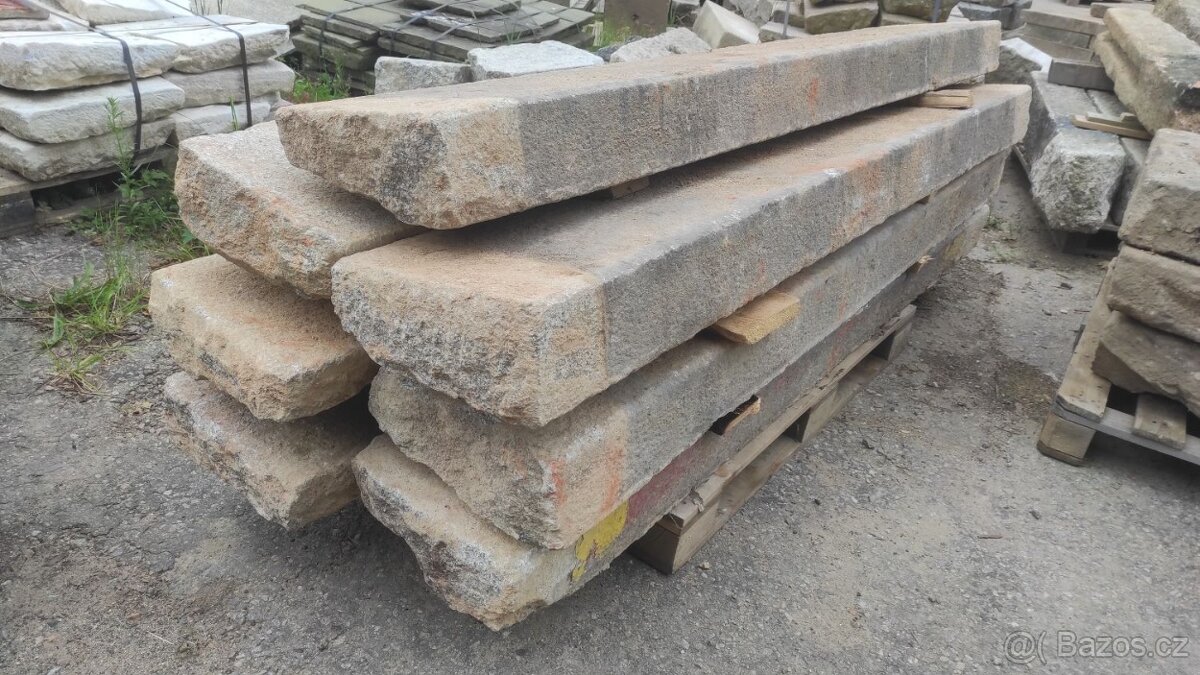 Staré kamenné schody, žulové schody, schod, 20 ks - 10