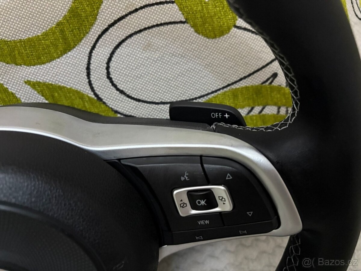 R-line VOLANT VOLKSWAGEN R RLINE kožený BIELE PREŠÍVANIE - 10