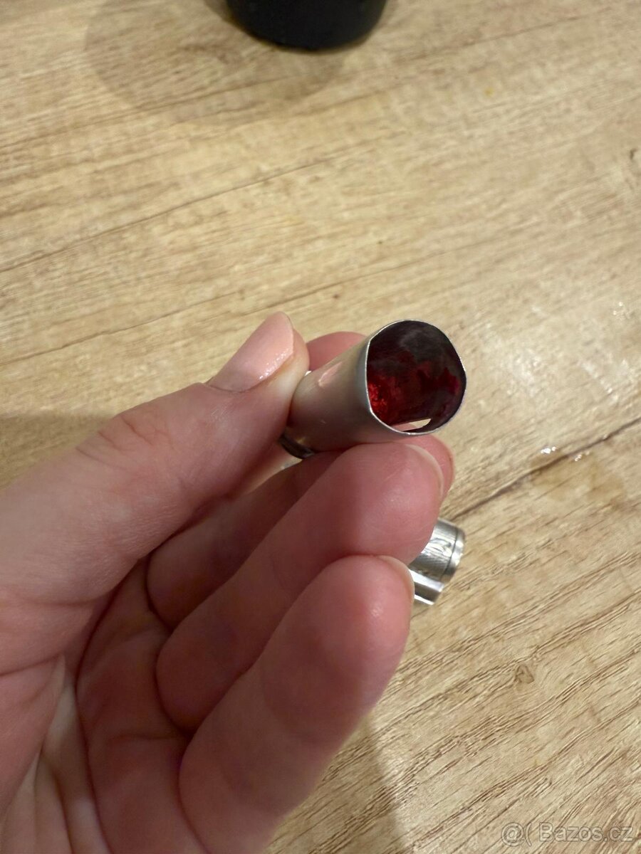 Starožitná stříbrná rtěnka se zrcátkem, punc - 10