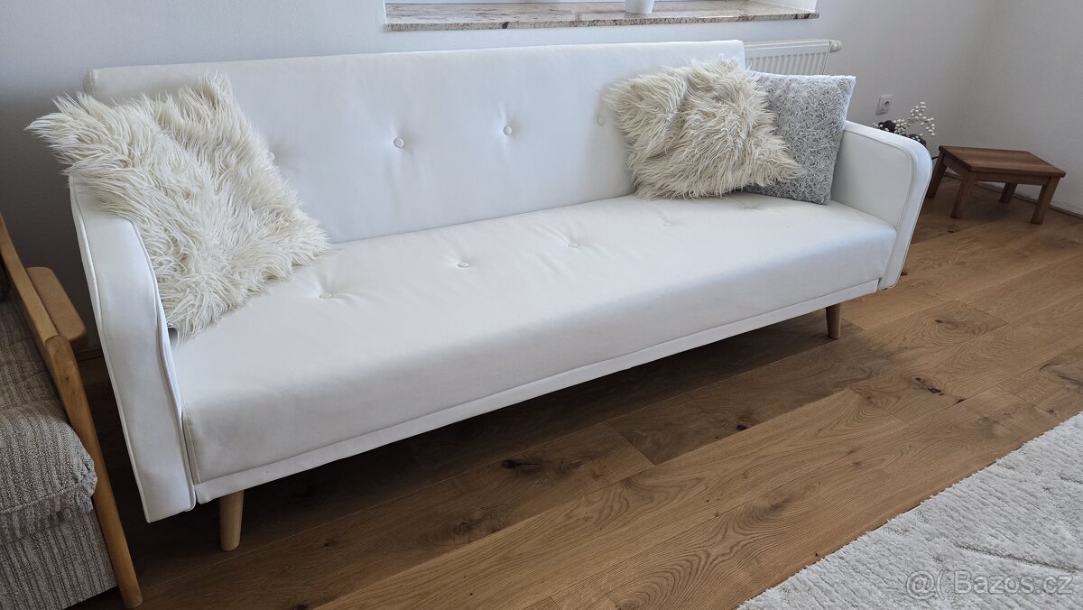 Bílá rozkládací sedacka Regor - 10