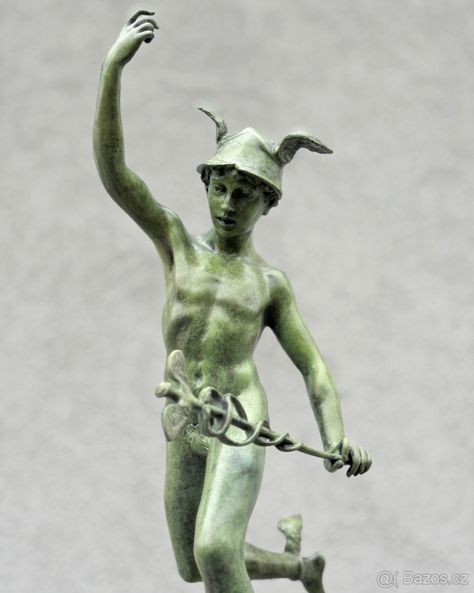 Bronzová socha Hermés Merkur luxusní soška římský boh štěstí - 10