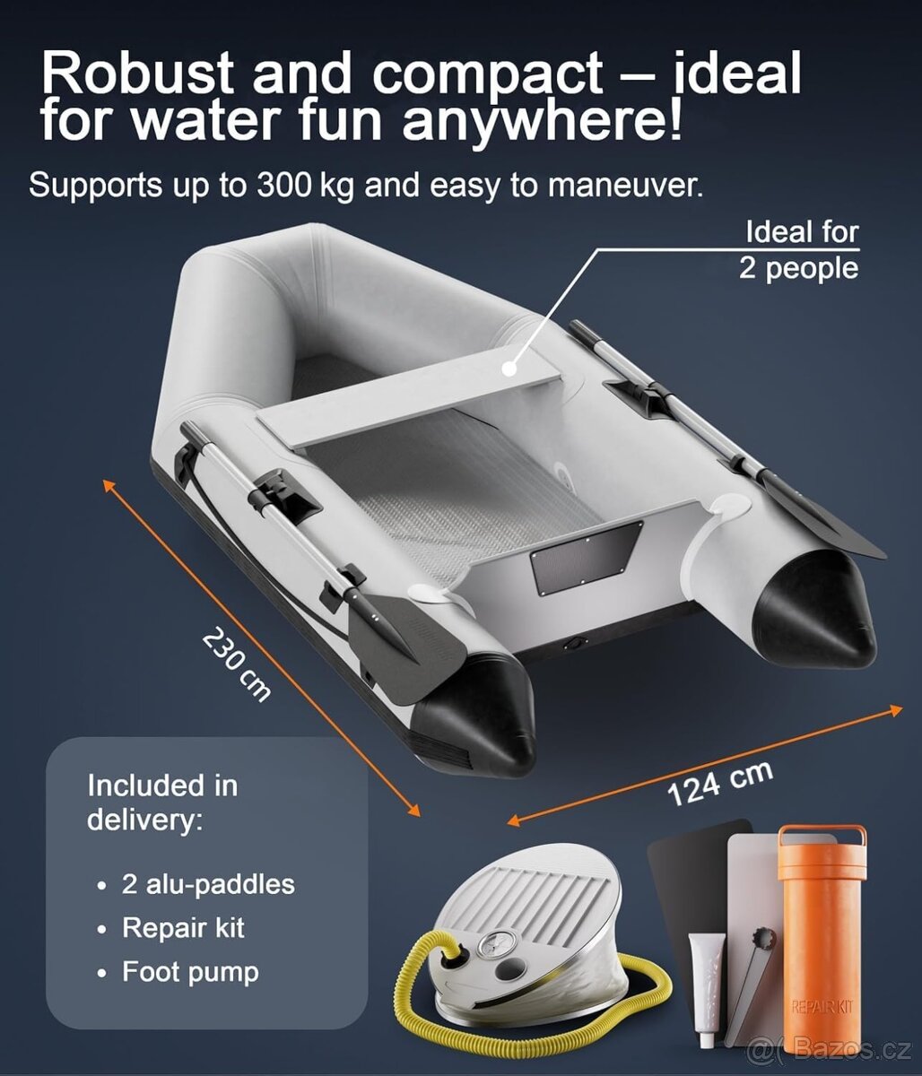 Nový člun profi 230 cm vysokotlaká podlaha, pádla - 10