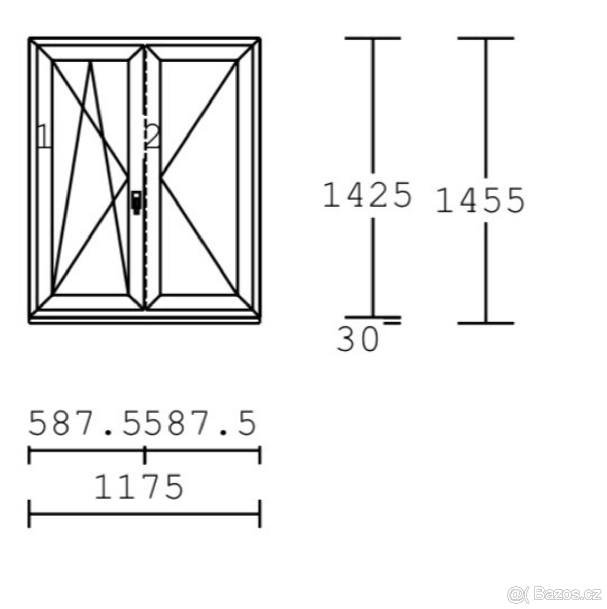 PLASTOVÉ OKNO OS+O 1175 X 1455 ŠTULP TMAVÝ DUB / BÍLÁ - 10