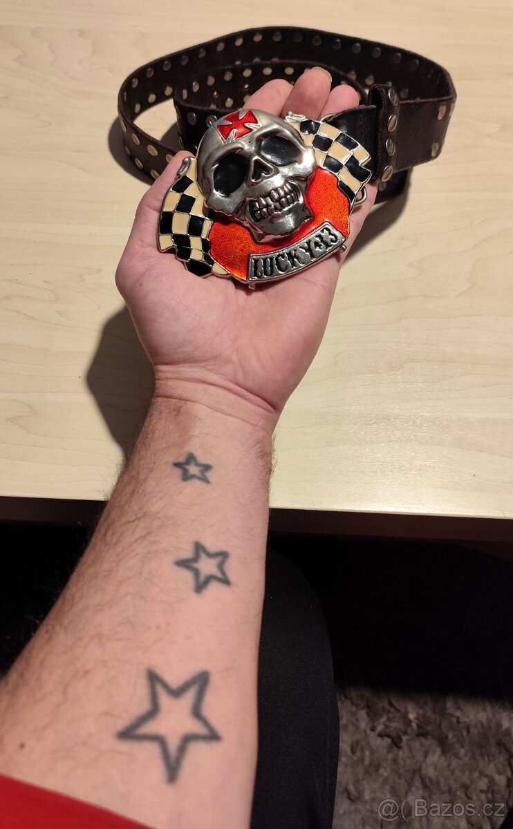 Masivní studded kožený opasek - 10