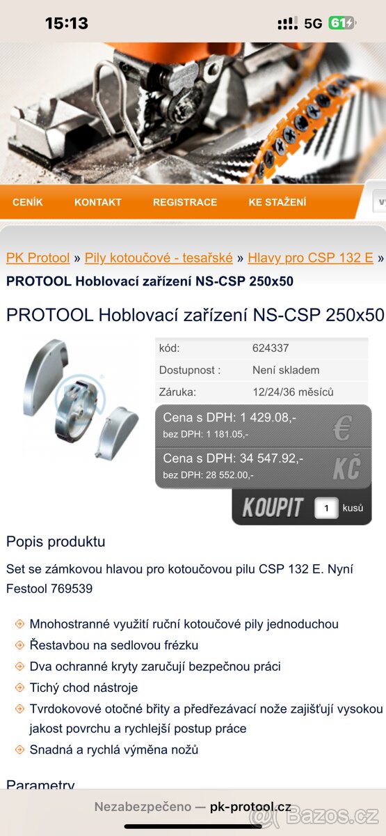 Tesařská sedlová fréza PROTOOL NPR 90 + další fréza navíc - 10