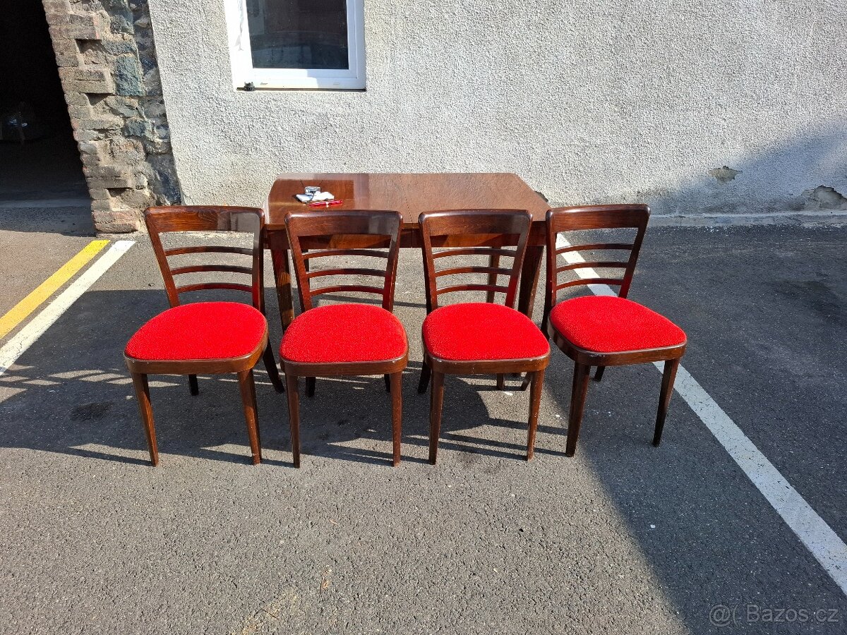 Jídelní stůl Halabala + židle Ton - 10