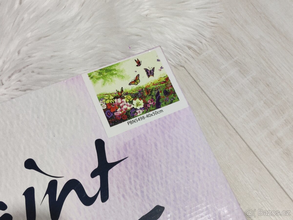 Malování podle čísel - Louka plná motýlů, 50x40 cm obraz - 10