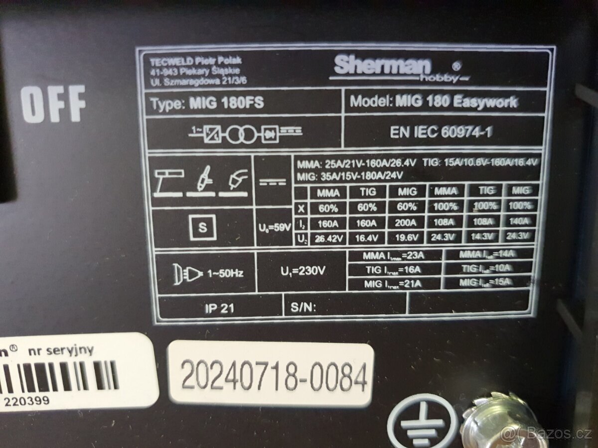 Nová mini CO2 svářečka Sherman MIG 180 Easywork - 10