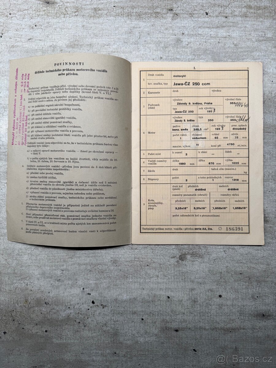 Jawa–ČZ 250 ccm (1957) – původní stav, exportní verze - 10