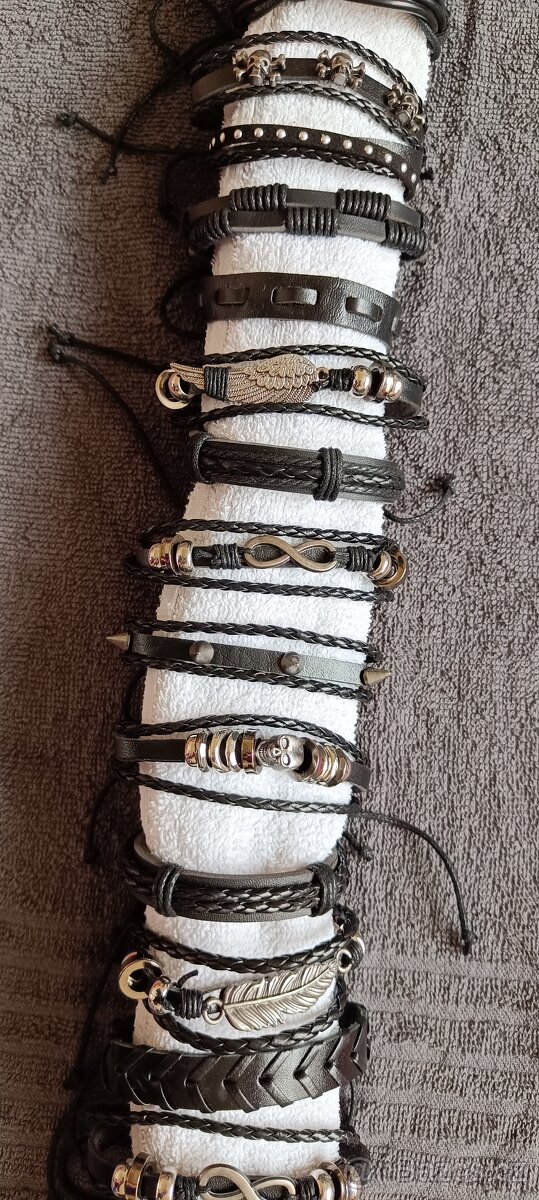 Kožený náramek pletený korálky komponenty - 10