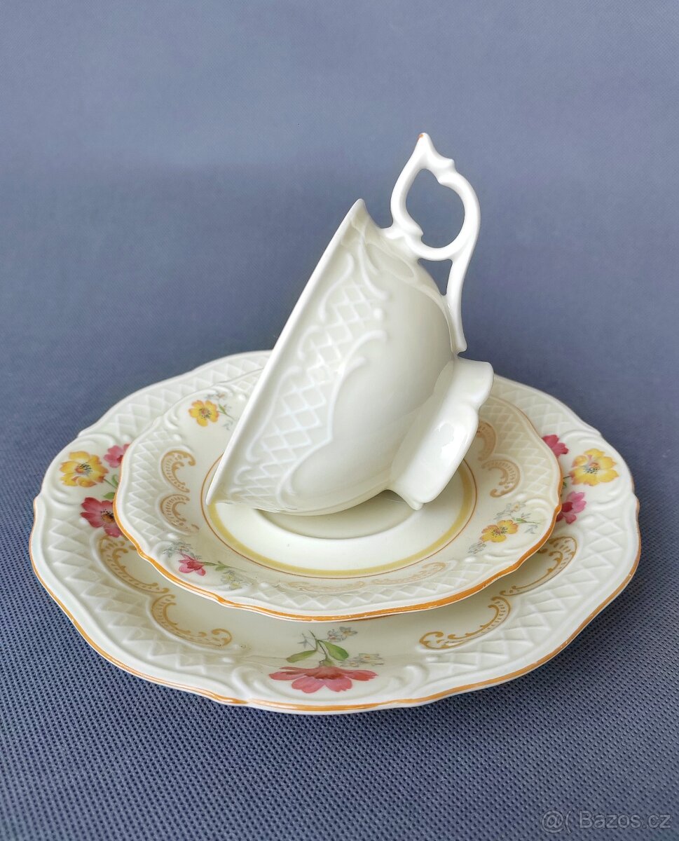 Krásná porcelánová čajová sada/trio od manufaktury Karlsbad - 10