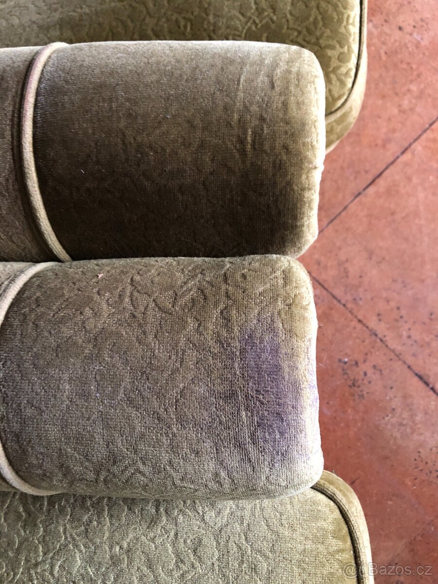 Retro pohovka + 2 křesla zelené - 10