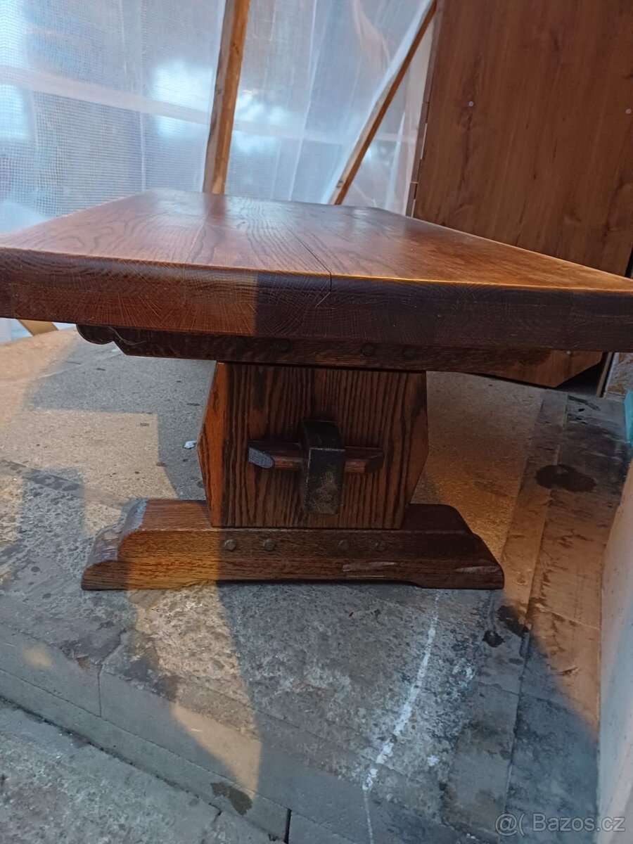 Holandská sedací souprava z pravého masivního dřeva + kůže - 10