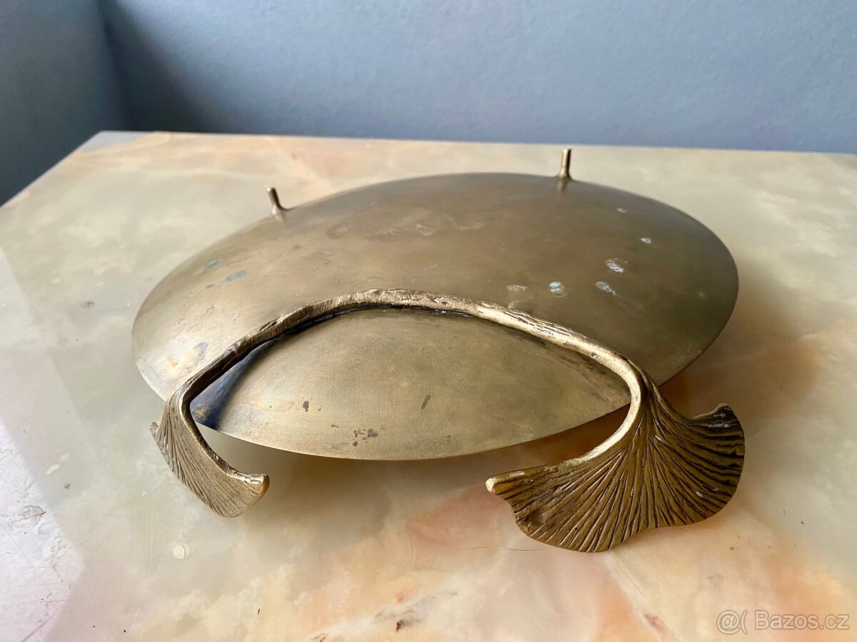 Starožitná mosazná Miska Na Ovoce S motivem Velrybího Ocasu - 10