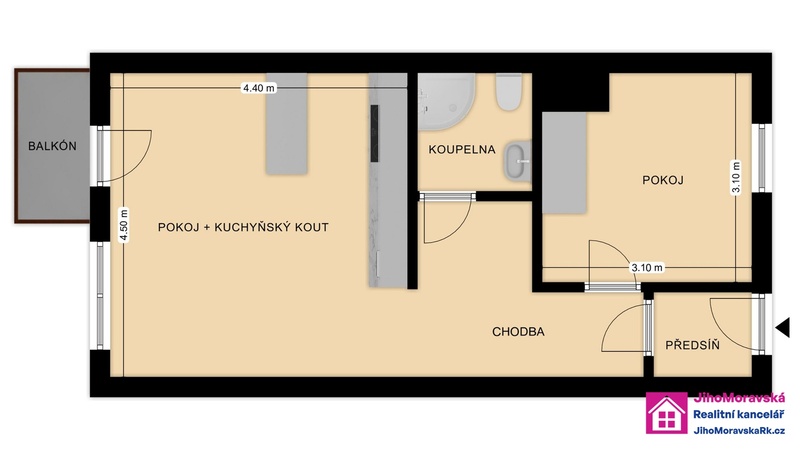 Pronájem bytu 2+kk, s park. stáním, tř. 1.máje, Břeclav - 10