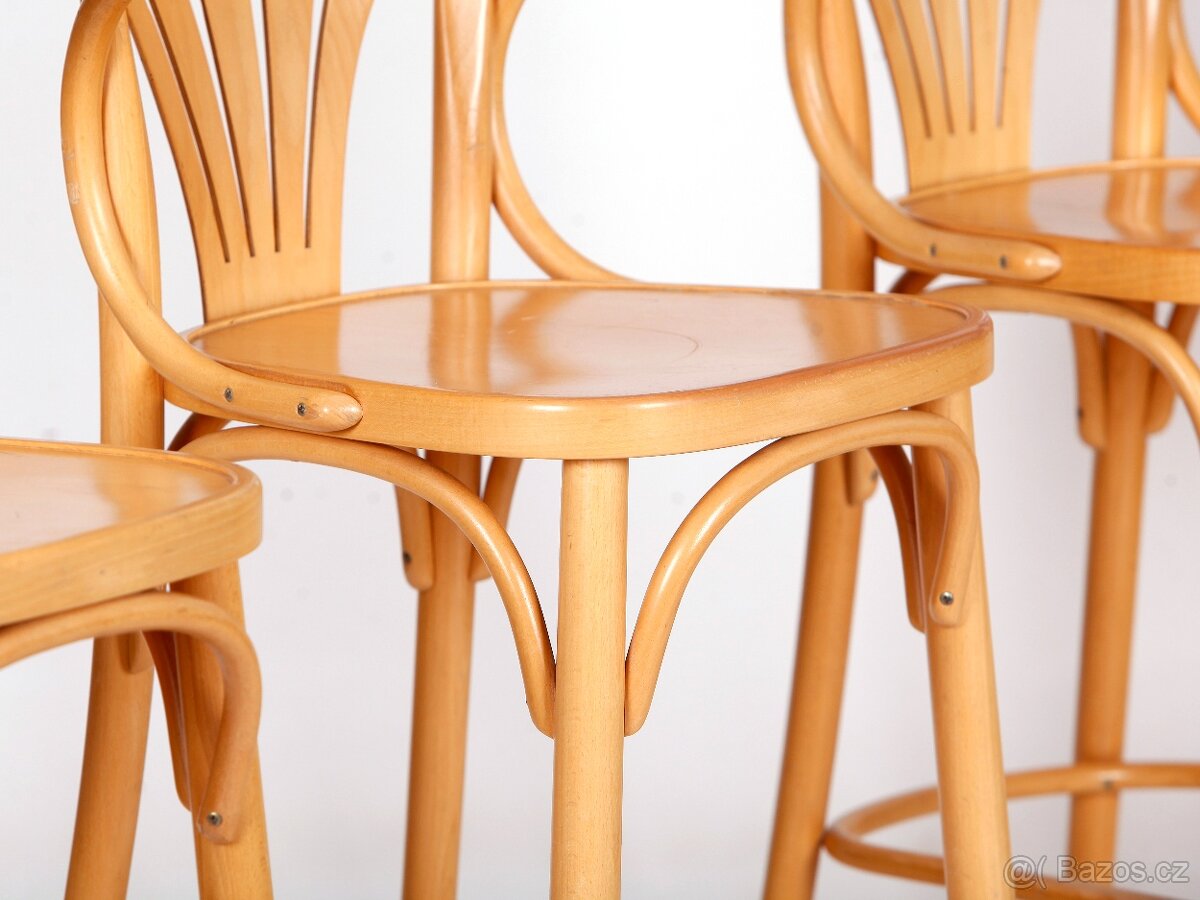Oblíbené české barové židle TON, buk, 8 ks - 10