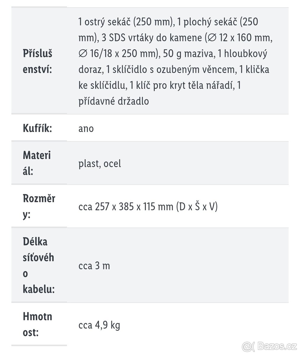 Elektrický kladivo Parkside síla úderů 5J - 10