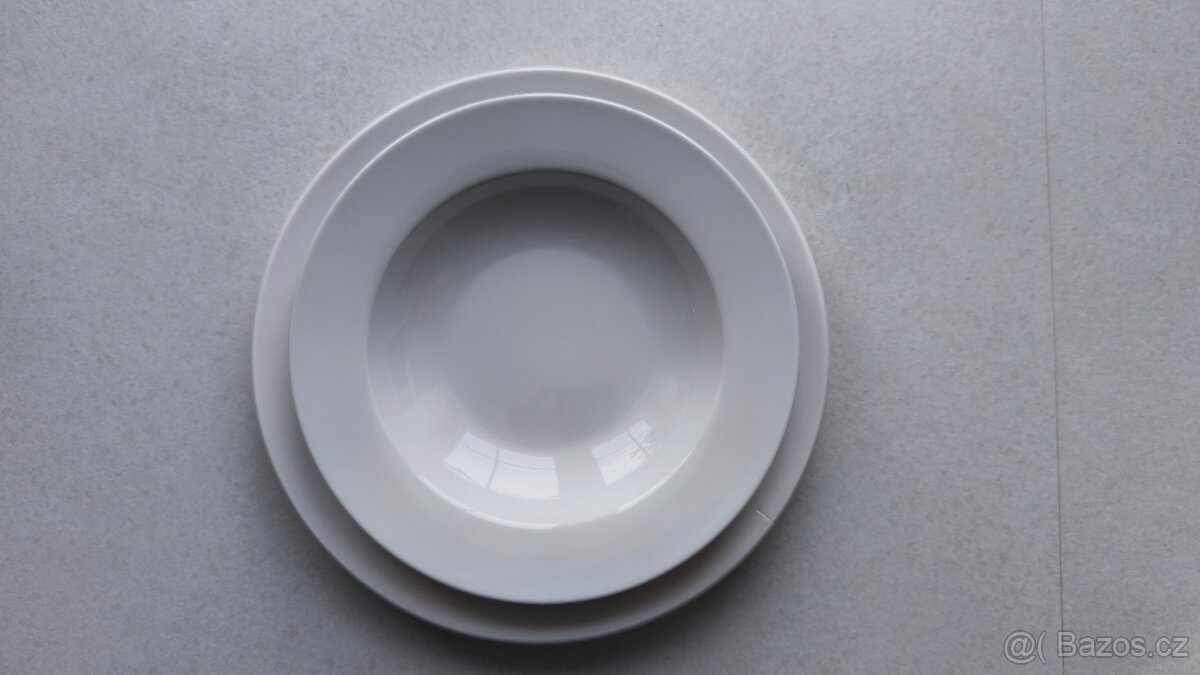 Bílý servis - talíř malý, velký, polevkový - 10