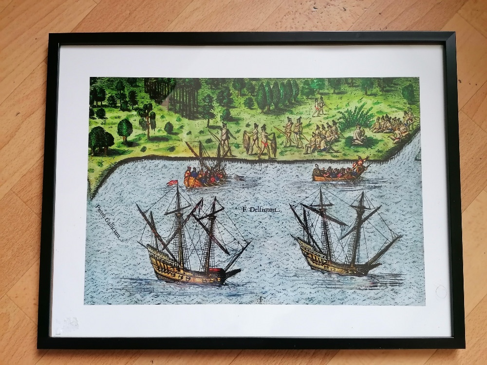 Obraz - rytina 16. st. reprodukce Amerika indiáni - 10