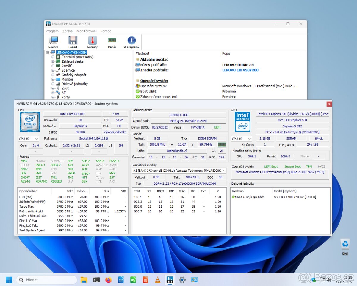 Lenovo ThinkCentre 240gb ssd windows 11 pro - 10